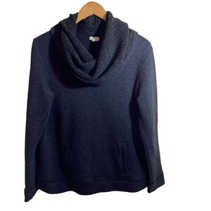 J. Crew Funnelneck Sweatshirt Grey Pullover Kangaroo Pocket Womens Sz L
